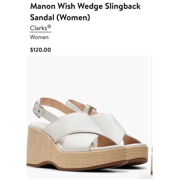 Clarks White‎ and Tan Heeled Sandals - Picture 2 of 9